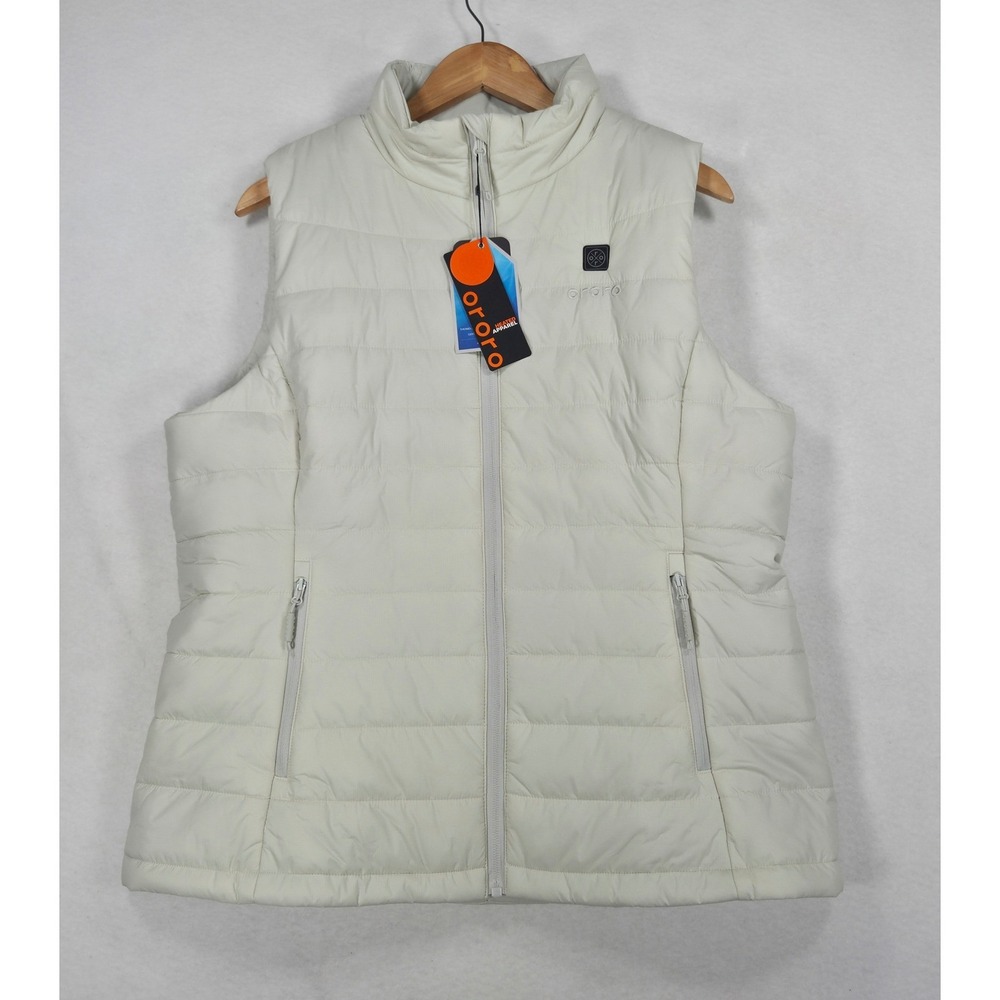 Ororo Heated Vest Cream White Quilted Puffer Thermolite Insulated LG -No Battery